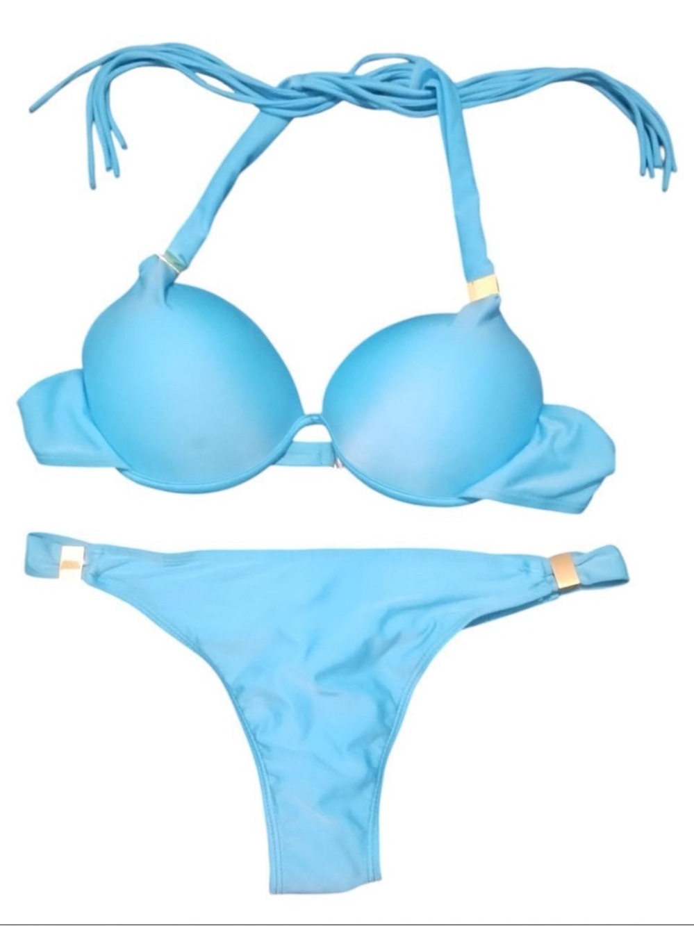 Light Blue Women’s Bikini Set - Push-Up Top & Low-Rise Bottom
